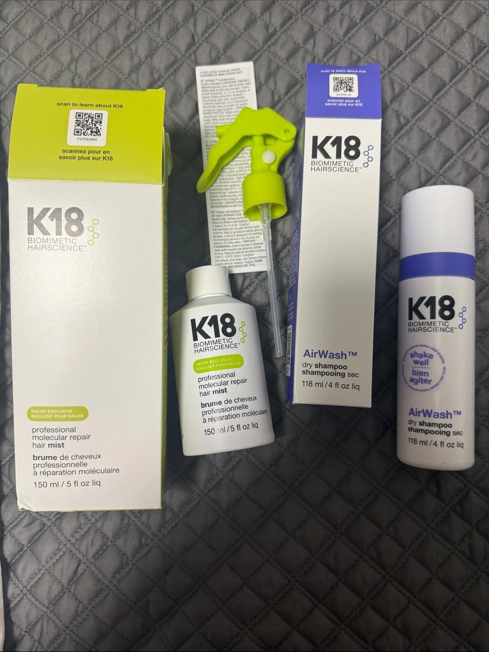 K18 Professional Molecular Repair Hair Mist & AirWash Dry Shampoo Duo - White